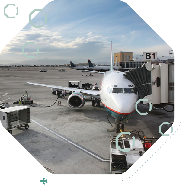 Aircraft on assigned stand at airport gate during turnaround phase